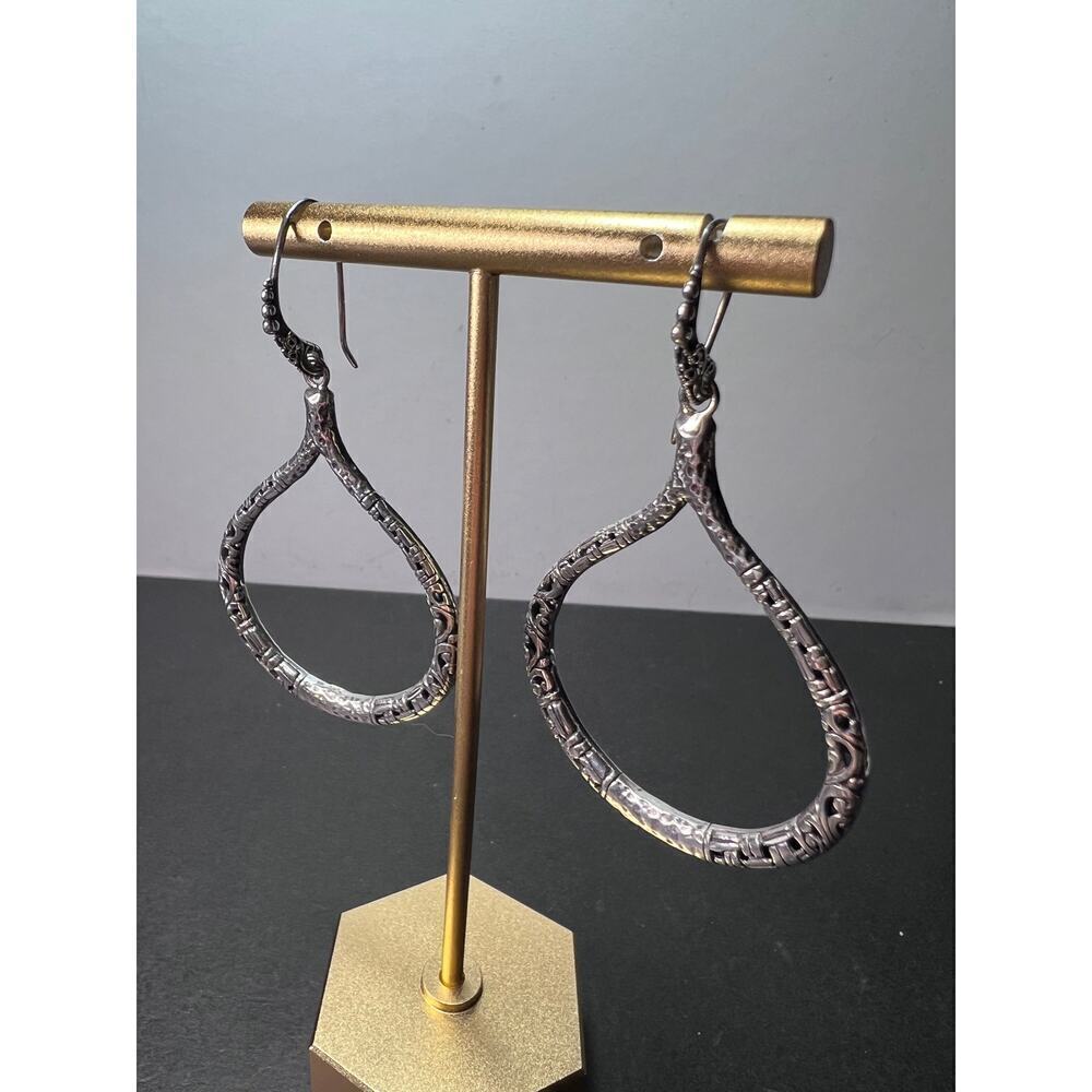 SOLD 
SARDA Bali Sterling Silver large open teardrop dangle earrings